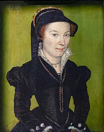 里昂街（Corneille de Lyon）-萨福克公爵夫人珍妮·布兰登夫人的肖像