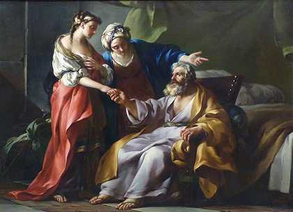 约瑟夫·玛丽·维恩（Joseph-Marie Vien）- 夏甲给亚伯拉罕和撒拉油画