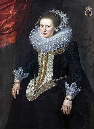保罗·莫雷瑟（Paulus Moreelse）-梅夫鲁（Mevrouw van Schhurman）的肖像油画
