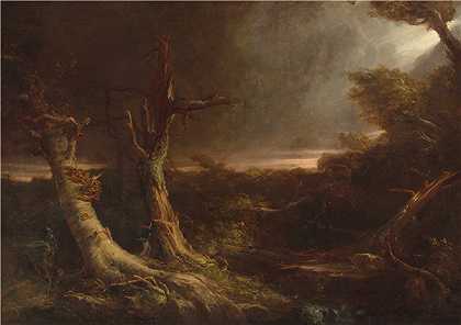 托马斯·科尔（Thomas Cole）-龙卷风在美国森林.油画