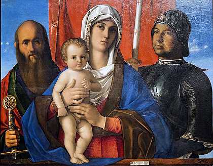 乔凡尼·贝里尼（Giovanni Bellini）-麦当娜与圣达菲（St. Paul）和圣乔治（St George）油画