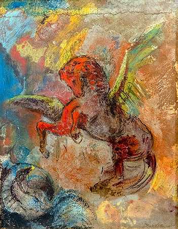 奥迪隆·雷顿（Odilon Redon）-佩加斯与海德粉彩作品.