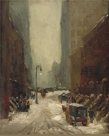 罗伯特·亨利（Robert Henri）-纽约下雪 1902年绘画
