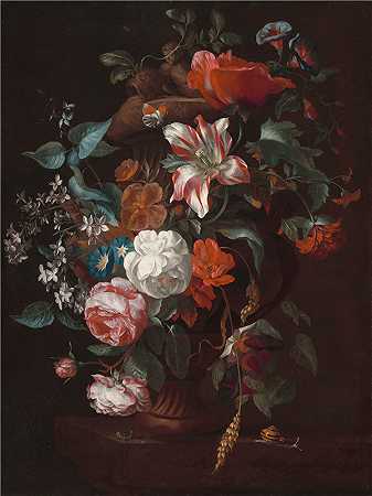 菲利普·范·库温伯格（Philip van Kouwenbergh）-花瓶里的花.油画