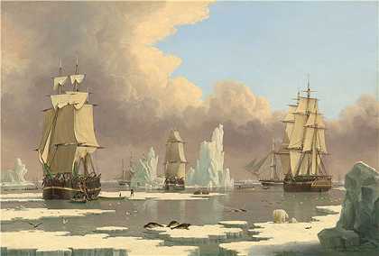 赫尔的约翰·沃德（John Ward of Hull）-北部鲸鱼渔业：“天鹅”和“伊莎贝拉”油画