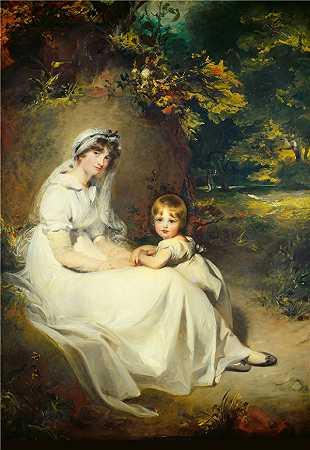 托马斯·劳伦斯（Thomas Lawrence）-玛丽·邓普顿夫人和她的长子.油画
