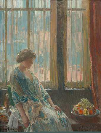 柴尔德·哈萨姆（Childe Hassam）-纽约之窗 1912年.油画下载
