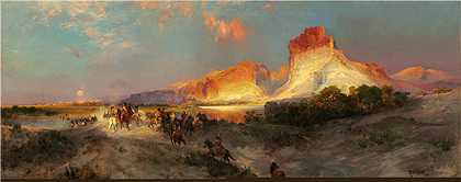 托马斯·莫兰（Thomas Moran）-怀俄明州的绿河悬崖 1881年绘画