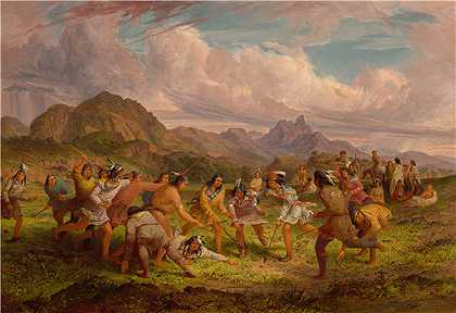 塞思·伊士曼（Seth Eastman）-苏族印第安人打球 1851年绘画