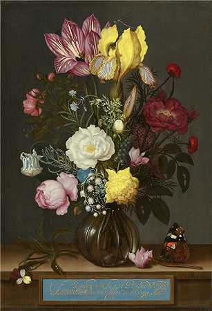 安布罗休斯·博沙耶特（Ambrosius Bosschaert）-玻璃花瓶里的花束油画