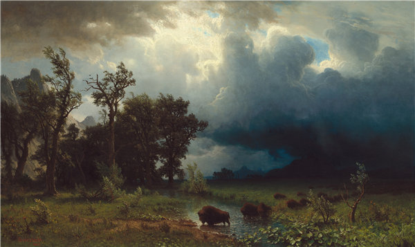 阿尔伯特·比尔施塔特 Albert Bierstadt）-布法罗步道：即将来临的风暴