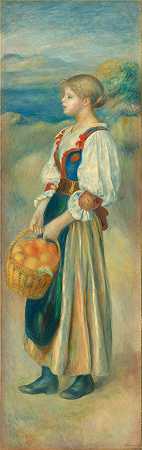 奥古斯特·雷诺阿（Auguste Renoir）-一篮橘子的女孩油画
