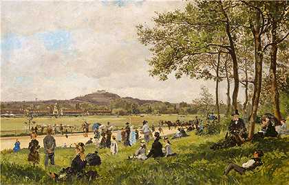 法国19世纪-朗尚赛马场油画