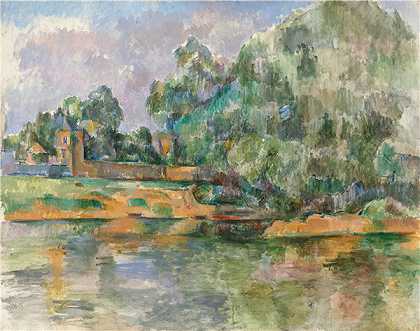 保罗·塞尚（Paul Cézanne）-塞丹河畔塞丹河岸油画
