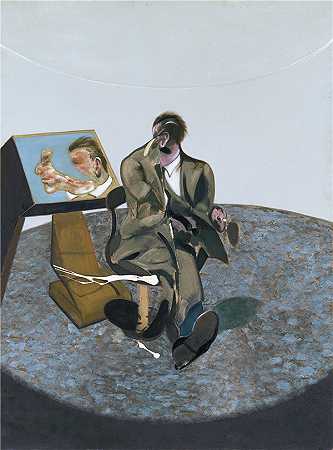 弗朗西斯·培根（Francis Bacon）-镜子里的乔治·代尔的肖像 1968年作品