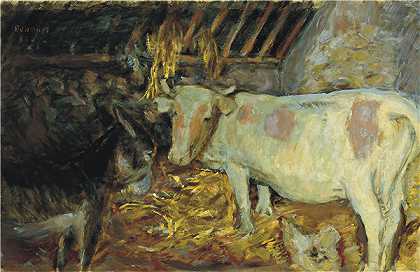 皮埃尔·邦纳德（Pierre Bonnard）-谷仓（马St里的牛） 1912年