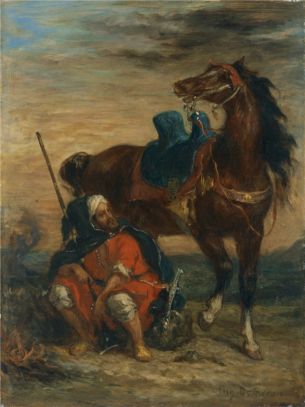 欧仁·德拉克鲁瓦 Eugène Delacroix）-阿拉伯骑士 1854年