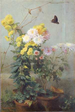 美国画家乔治·科克伦·兰布丁（George Cochran Lambdin），(秋日的阳光)， 1880年绘画