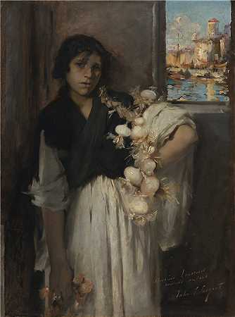 美国画家约翰·辛格·萨金特（John Singer Sargent）-威尼斯洋葱卖方 1880年-1882年绘画