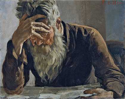 费迪南德·霍德勒（Ferdinand Hodler）-读者 1885年绘画