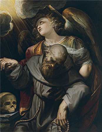 费拉乌·芬佐尼（Ferraù Fenzoni）-圣弗朗西斯与污名，由一个天使举起 1610年-1620年绘画