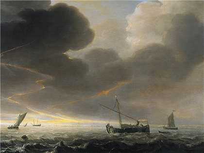 西蒙·德·弗利格（Simon De Vlieger）-沿海雷雨 1645年-1650年绘画