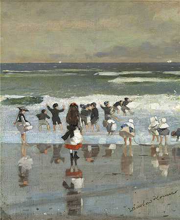 温斯洛·霍默（Winslow Homer）-海滩场景 1869年