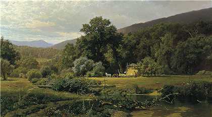 休·博尔顿·琼斯（Hugh Bolton Jones）-蓝岭的夏天 1874年绘画