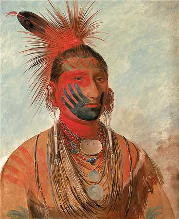 乔治·卡特林（Wash-ka-mon-ya）-(快舞者， 勇士) 1844-1845年绘画