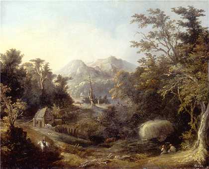 查尔斯·科德曼（Charles Codman）-(农场与山脉的风景) 1832年绘画