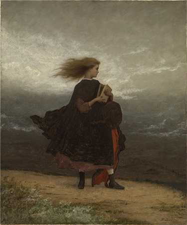 伊士曼·约翰逊（Eastman Johnson）-(我留在我身后的女孩) 1872年绘画