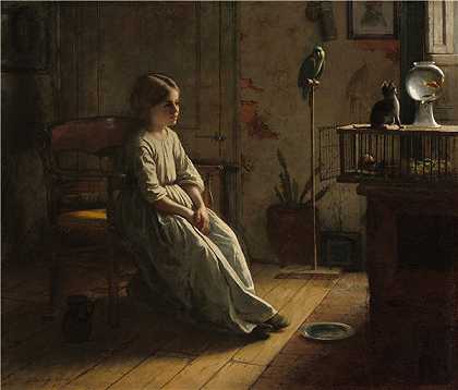 伊士曼·约翰逊（Eastman Johnson）-宠物 1856年美国绘画
