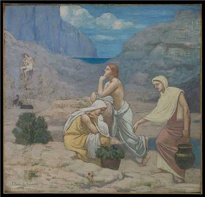 皮埃尔·普维斯·德·沙瓦讷（Pierre Puvis de Chavannes）-牧羊人的歌高清油画