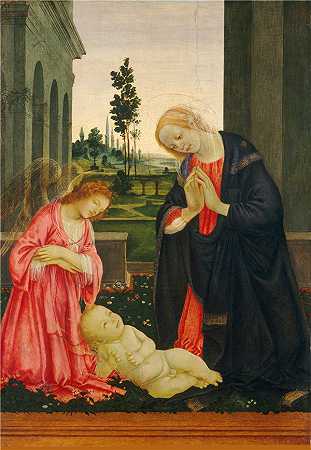 菲利皮诺·利皮（Filippino Lippi）-儿童的崇拜 1475年绘画