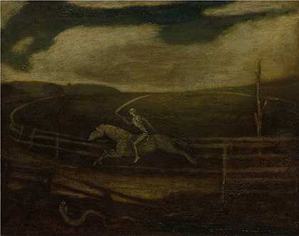 阿尔伯特·平克汉姆·赖德（Albert Pinkham Ryder）-赛马场（白马之死）1896-1908年绘画