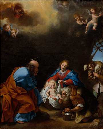 卡洛·多尔奇（Carlo Dolci，意大利，1616-1687 年）-牧羊人的崇拜，1670年绘画