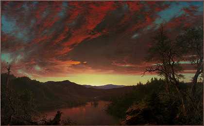 弗雷德里克·埃德温·丘奇（Frederic Edwin Church）-旷野中的暮光之城 1860年绘画