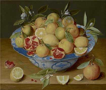 雅各布·范·休斯敦克（Jacob van Hulsdonck）-静物与柠檬，橘子和石榴 1620年至1640年绘画