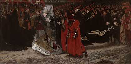 艾德文·奥斯汀·艾比(Edwin Austin Abbey,1852-1911年)-格洛斯特公爵理查和安妮夫人油画