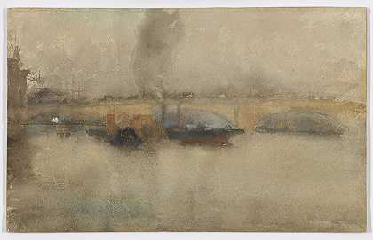 詹姆斯·麦克尼尔·惠斯勒(James McNeill Whistler)-伦敦大桥水彩画作品
