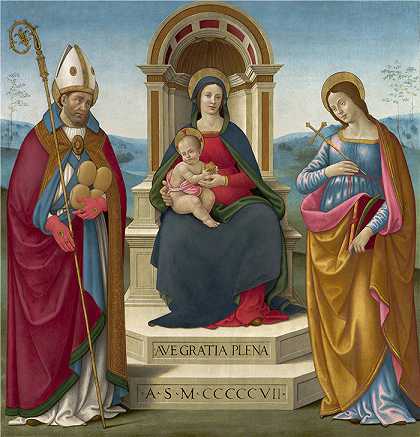巴斯蒂亚诺·迈纳尔迪（Bastiano Mainardi ，意大利人，1466-1513 年）-麦当娜和孩子油画