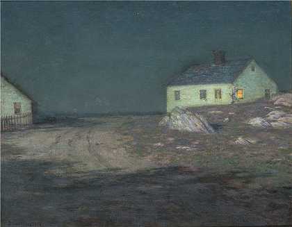 伯奇·哈里森（Birge Harrison，美国，1854-1929 年）-海港之光油画