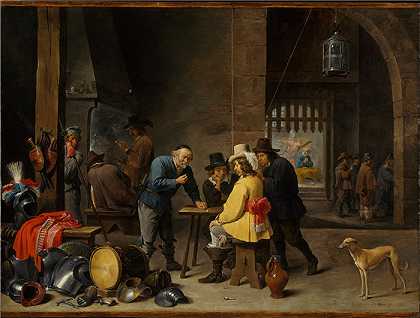 大卫·特尼尔斯（david ll teniers，比利时，1610-1690 年）-带圣彼得拯救的警卫室油画