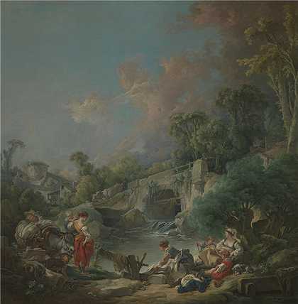 弗朗索瓦·布歇（François Boucher，法国）-洗衣妇油画