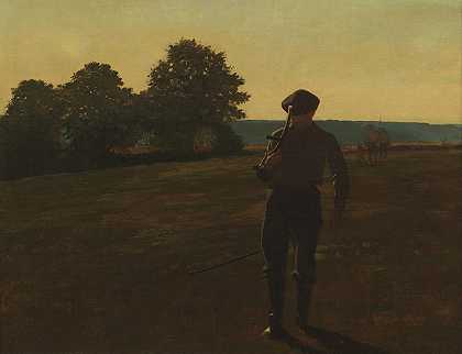 温斯洛·霍默（ Winslow Homer）-拿着镰刀的男人油画