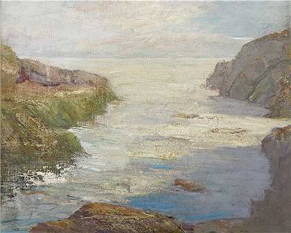 苏珊·梅里尔·凯彻姆（Susan Merrill Ketcham,美国，1841-1930 年）-退潮时油画