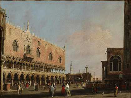 卡纳莱托（Canaletto,意大利人，1697-1768 年）-向南看圣马可广场的景色油画