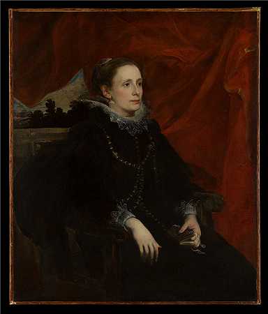 安东尼·范·戴克（Anthony van Dyck）-一个女人的肖像，被称为 Marchesa Durazzo 比利时油画