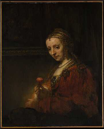 伦勃朗·范·瑞恩（Rembrandt van Rijn）-粉红色的女人油画
