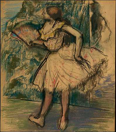 埃德加·德加（Edgar Degas）-拿着扇子的舞者作品